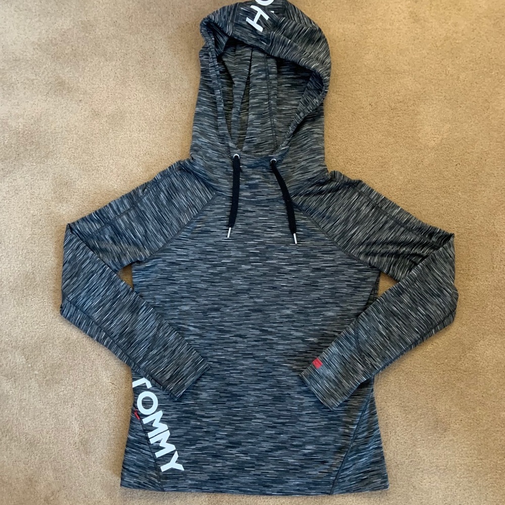 Tommy Hilfiger sport space-dye black and white hooded sweatshirt